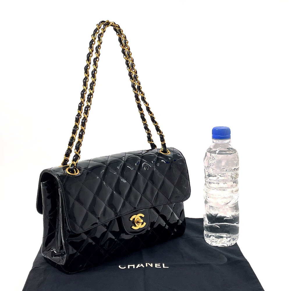 CHANEL Matelasse Chain Shoulder Bag Patent Leather Black - Picture 2 of 12